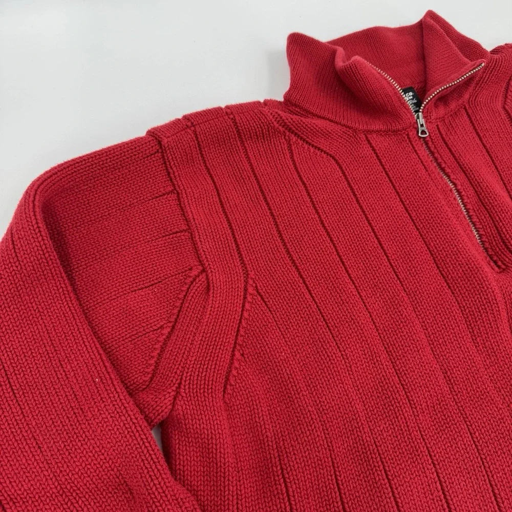 Vintage Polo Ralph Lauren Sweater Mens XXL Red 1/4 Zip Knit American Flag